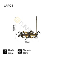 Modern Twist Iron LED Chandelier Black with Gold Accents