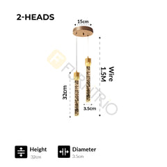 Furnitrio Modern Luxury Crystal Pendant Lamps Bedside Hanging Lights for Living Room & Kitchen