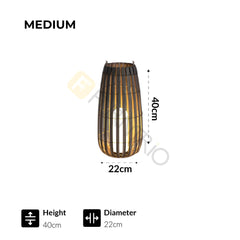 Furnitrio Solar Lights Outdoor LED Bamboo Rattan Garden Lamp