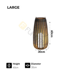 Furnitrio Solar Lights Outdoor LED Bamboo Rattan Garden Lamp