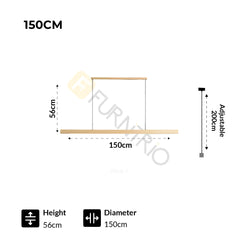Furnitrio Wooden Pendant Lights, Modern LED Linear Hanging Lamp for Kitchen, Dining, Living Room, and Office