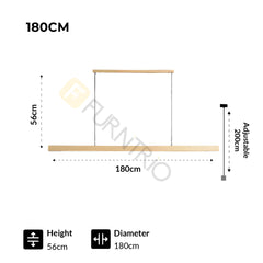 Furnitrio Wooden Pendant Lights, Modern LED Linear Hanging Lamp for Kitchen, Dining, Living Room, and Office