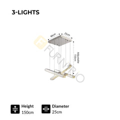 Modern Rotatable LED Crystal Chandelier, Luxury Hanging Lighting Fixture