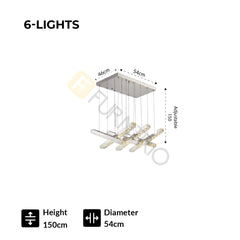 Modern Rotatable LED Crystal Chandelier, Luxury Hanging Lighting Fixture