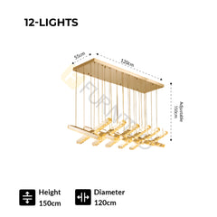 Modern Rotatable LED Crystal Chandelier, Luxury Hanging Lighting Fixture