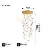 Furnitrio Luxury Crystal Bird Design LED Chandelier Modern Spiral Lighting Fixture