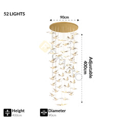 Furnitrio Luxury Crystal Bird Design LED Chandelier Modern Spiral Lighting Fixture