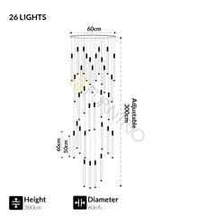 Furnitrio Modern Tube Shape Chandelier Luxury Dimmable LED Light