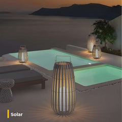 Furnitrio Solar Lights Outdoor LED Bamboo Rattan Garden Lamp