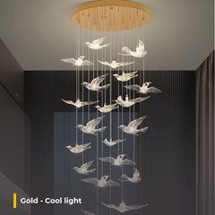 Furnitrio Luxury Crystal Bird Design LED Chandelier Modern Spiral Lighting Fixture