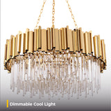 Modern Gold Crystal Chandelier Round LED Hanging Light Fixture