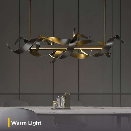 Modern Twist Iron LED Chandelier Black with Gold Accents