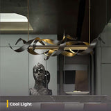 Modern Twist Iron LED Chandelier Black with Gold Accents