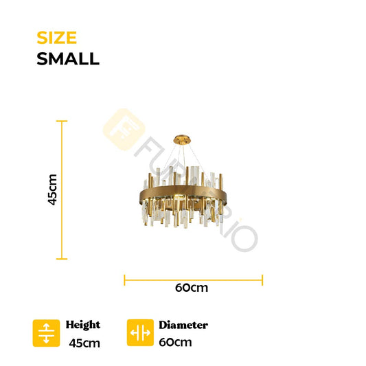 Radiant Gold & Black Crystal Round Chandelier