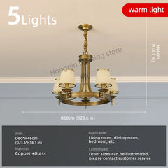 Furnitrio American Glass and Copper Modern LED Pendant Light