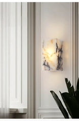 Furnitrio Luxury Black Cuboid Stone Wall Lamp