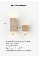 Furnitrio Square Travertine Wall Lamp