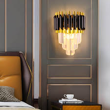 Furnitrio Modern LED Crystal Wall Sconces: Bedroom & Living Room Decor Lighting Fixture