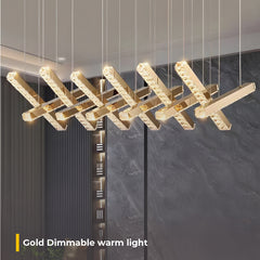 Modern Rotatable LED Crystal Chandelier, Luxury Hanging Lighting Fixture