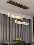 Wave Design LED Chandelier Gold & Silver Modern Dining Room Crystal Lamp